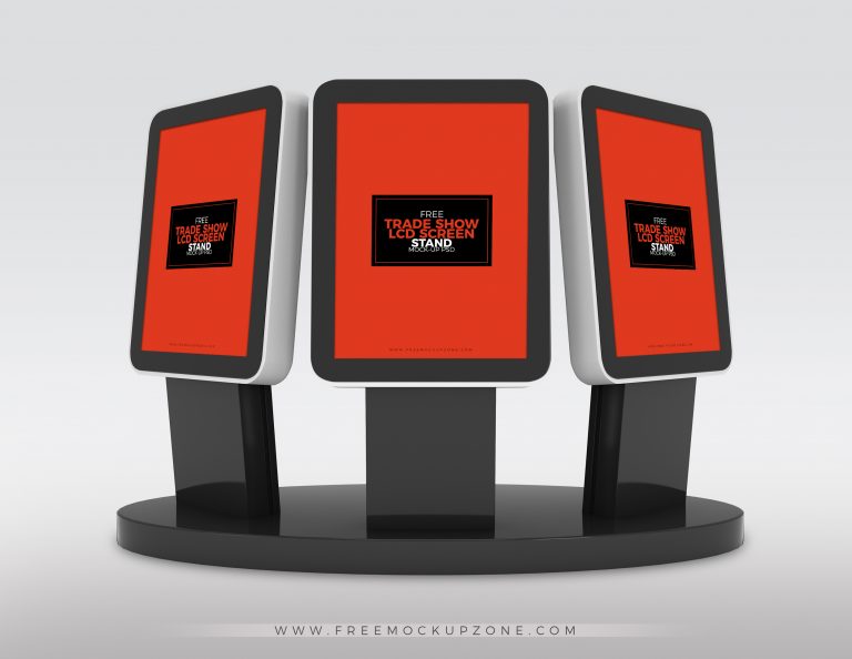 tv display for trade show booth mockup