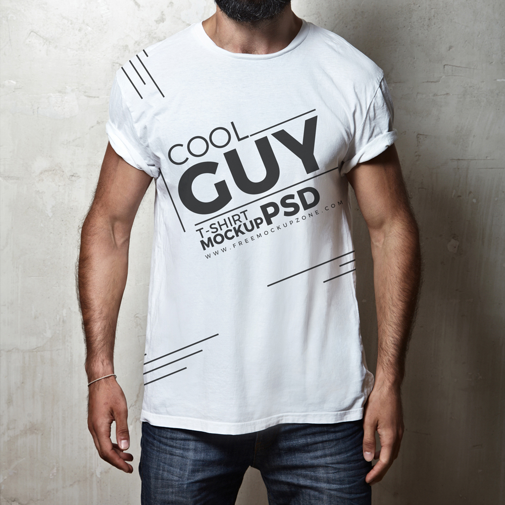 Download Free Cool Guy T-Shirt MockUp PsdFree Mockup Zone PSD Mockup Templates