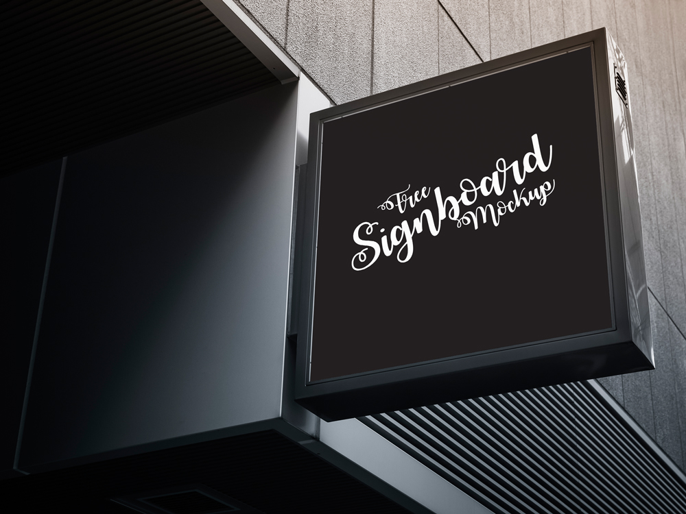 Free Signboard Mockup For Advertisement