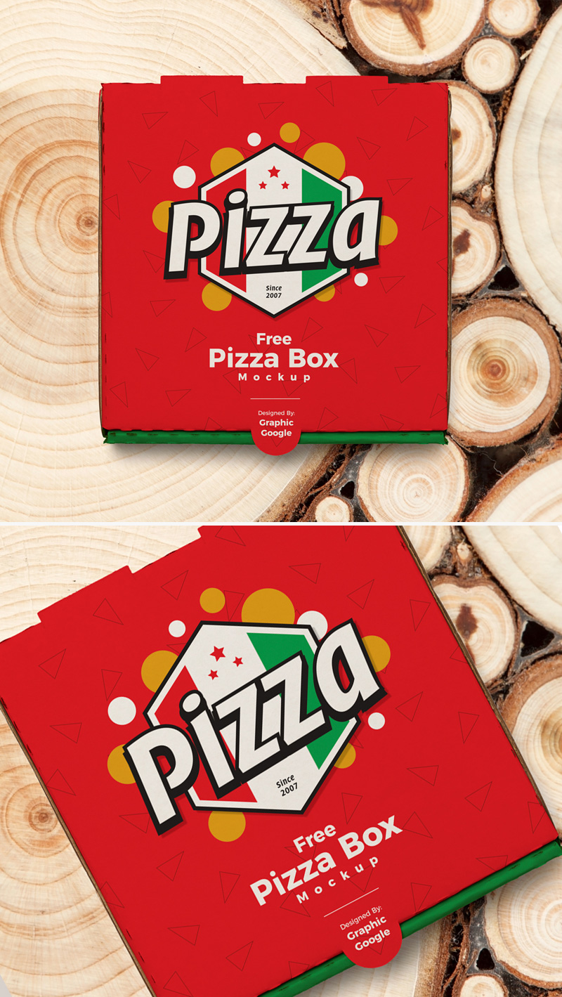 Free Takeaway Pizza Box Packaging Mockup PSD Set - Good Mockups