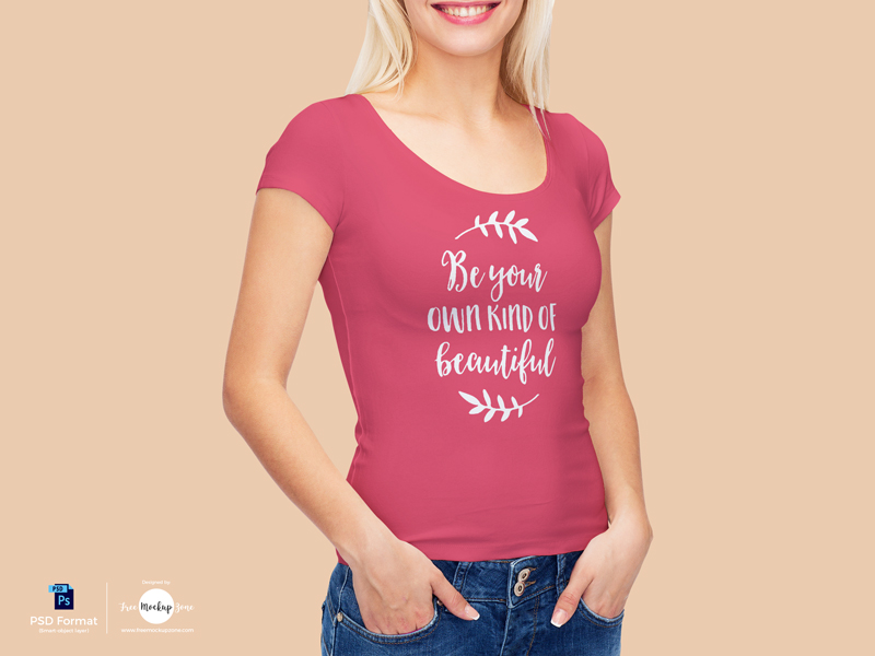 Free-Cute-Girl-Wearing-T-Shirt-PSD-Mockup