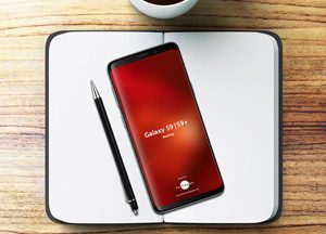 Notebook-With-Samsung-Galaxy-S9-&-S9+-Mockup-2018