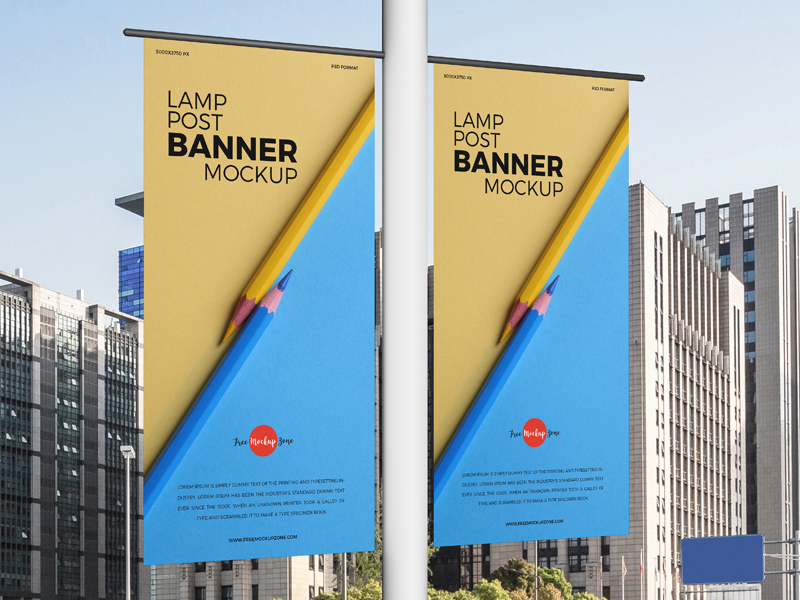 Download Free Lamp Post Banners Mockup Free Mockup Zonefree Mockup Zone Yellowimages Mockups