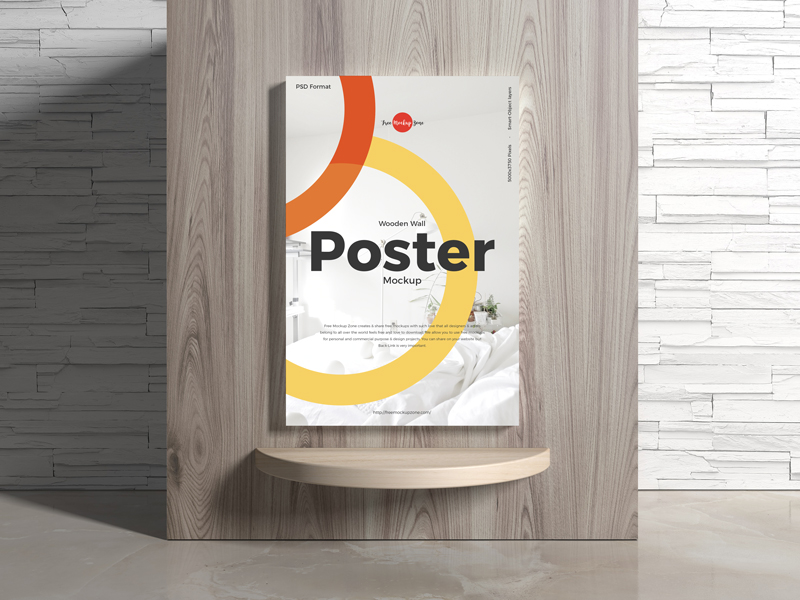 Free-Poster-on-Wooden-Wall-Mockup