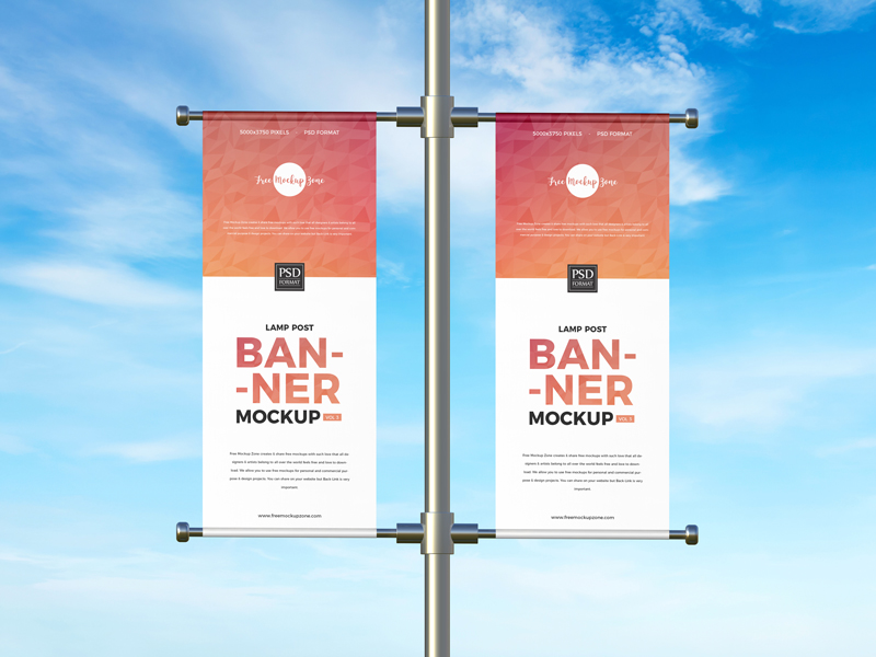 Download Free Advertising Lamp Post Banner Mockup Free Mockup Zonefree Mockup Zone PSD Mockup Templates