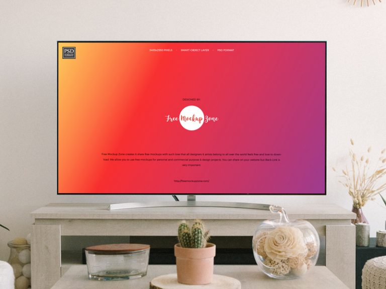 Free Flat TV Screen Mockup Free Mockup ZoneFree Mockup Zone
