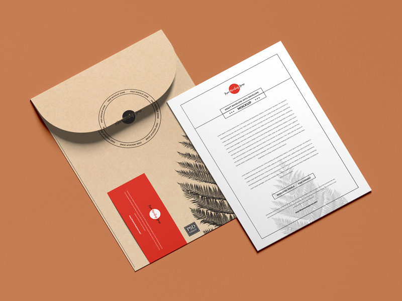 Free-Kraft-Envelope-With-Invitation-Mockup