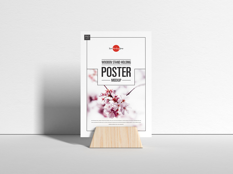 Free-Wooden-Stand-Holding-Poster-Mockup