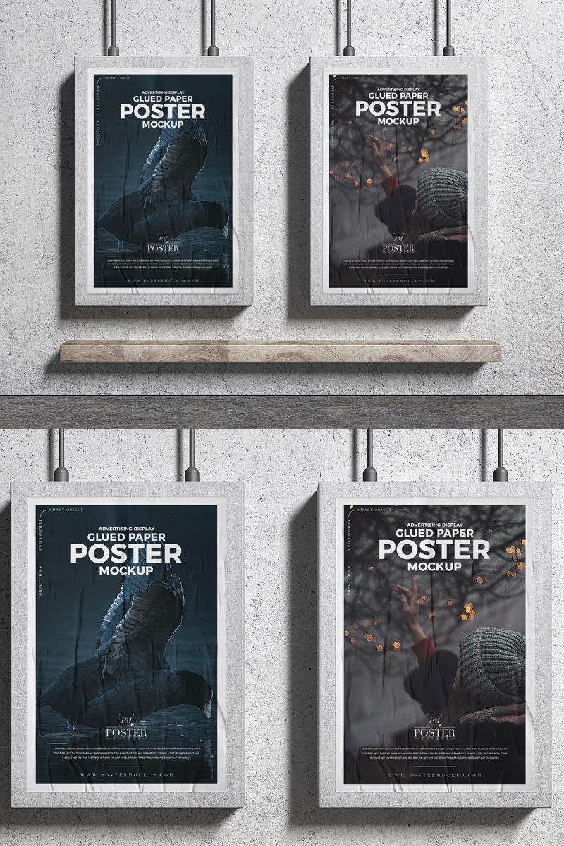 Free-Branding-Glued-Paper-Posters-Mockup-PSD