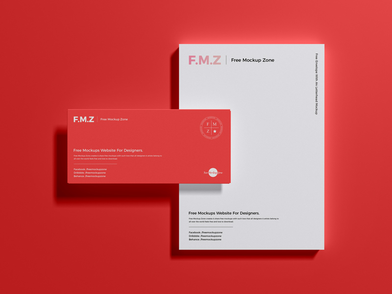 Free-Envelope-With-A4-Letterhead-Mockup-PSD