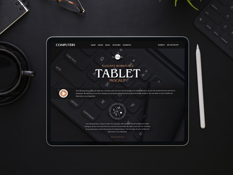 Free-Elegant-Workplace-Tablet-Mockup
