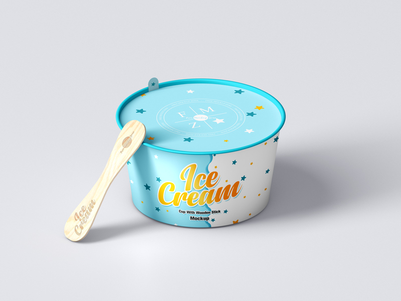 Free Ice Cream Tub Mockup (PSD)