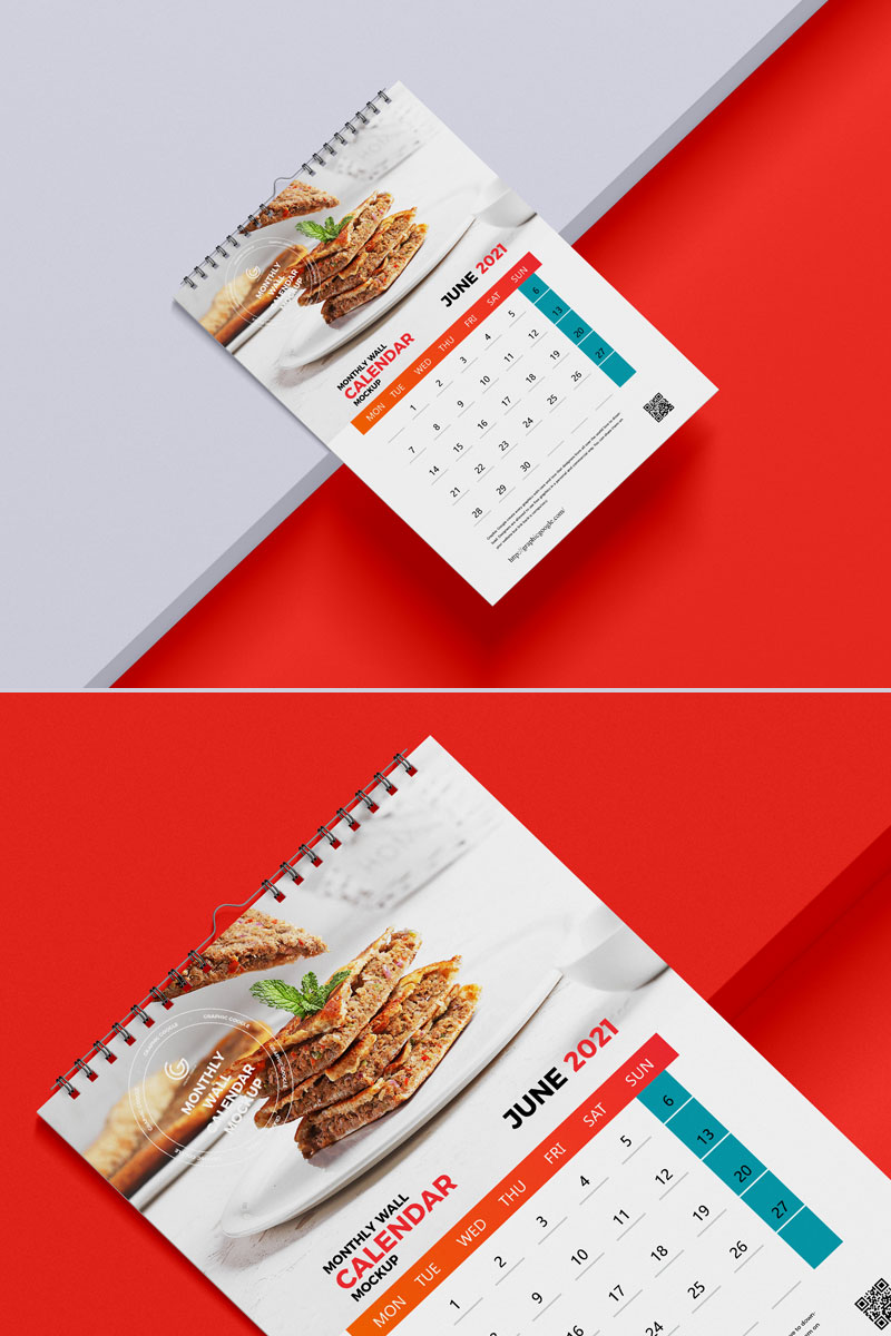 Free A3 Spiral Wall Calendar Mockup - Free Mockup Zone