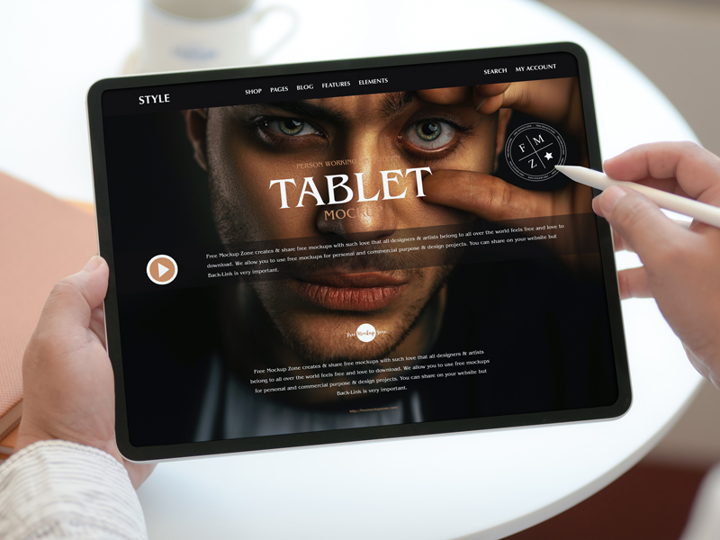 Free-Person-Working-on-Modern-Tablet-Mockup