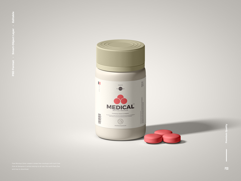 Premium PSD  Medicine health care pill bottle mockup