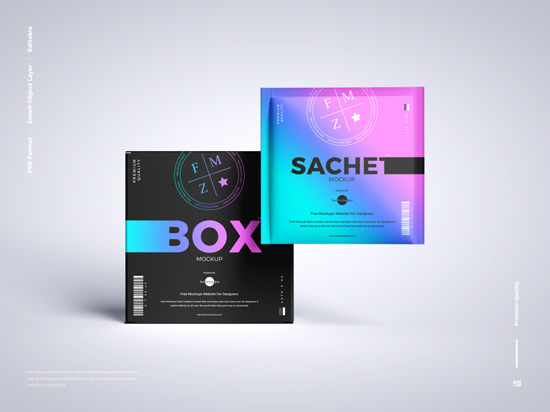 Free-Sachet-With-Box-Packaging-Mockup