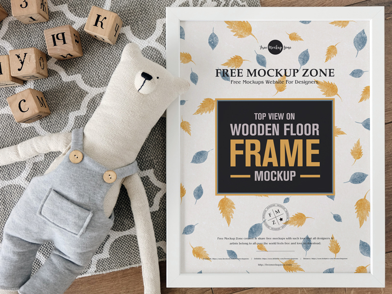 Free-Top-View-on-Wooden-Floor-Frame-Mockup-600
