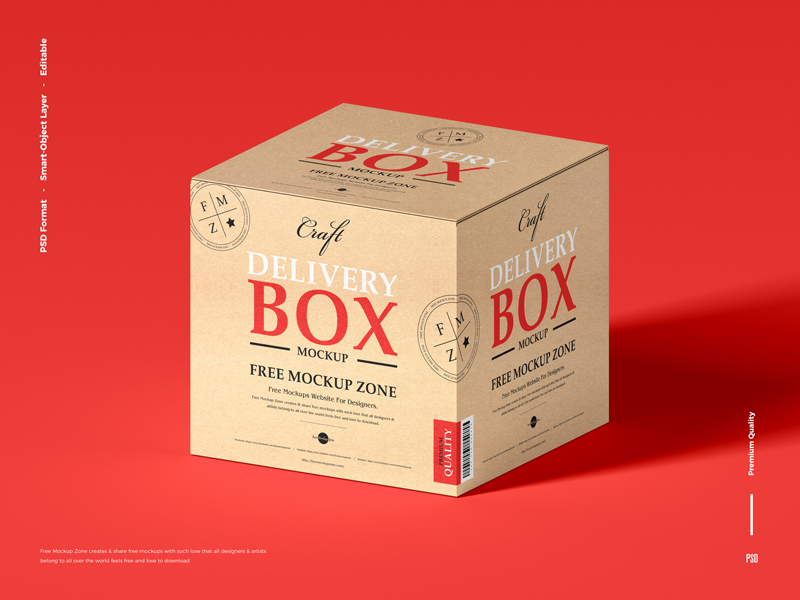 Free Craft Delivery Box Packaging Mockup - Free Mockup Zone