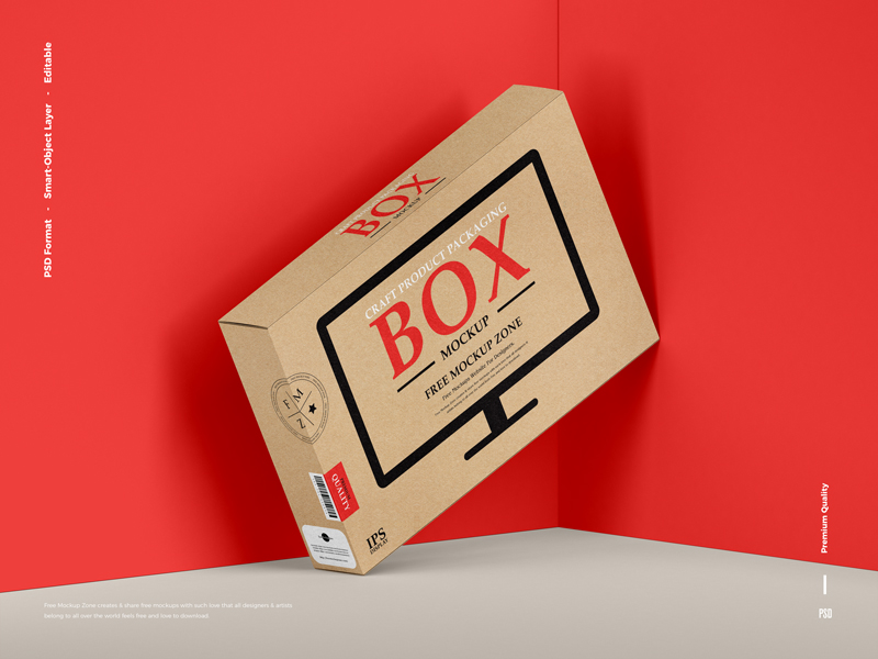 Free Craft Delivery Box Packaging Mockup - Free Mockup Zone