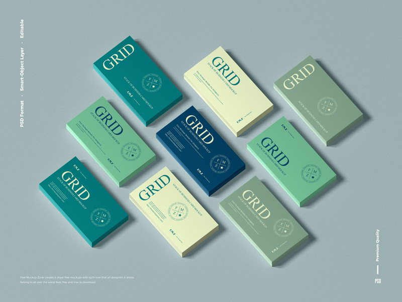 Free-Premium-Grid-Stack-of-Business-Card-Mockup-600