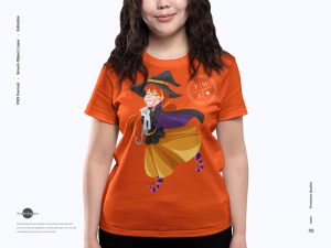 Free-Smiling-Girl-Wearing-T-Shirt-Mockup