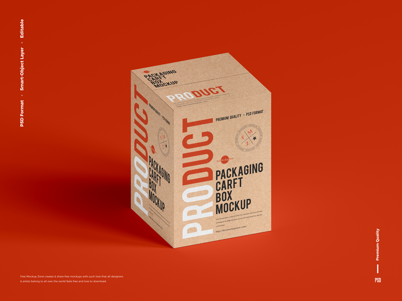 Free Craft Delivery Box Packaging Mockup - Free Mockup Zone