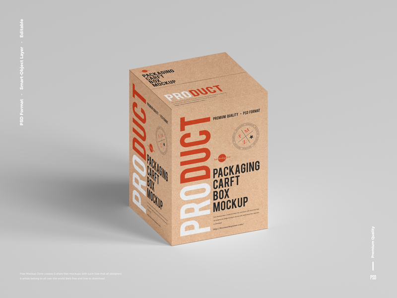 Free Craft Delivery Box Packaging Mockup - Free Mockup Zone