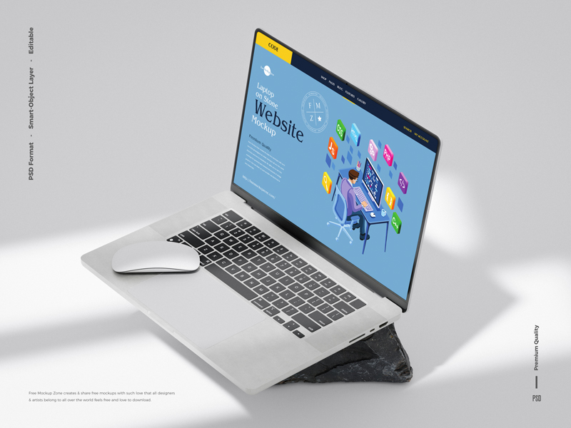 Free-Laptop-on-Stone-Website-Mockup