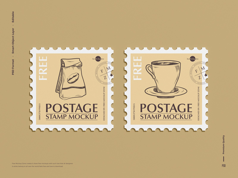 Free Postage Stamp Mockup (PSD)