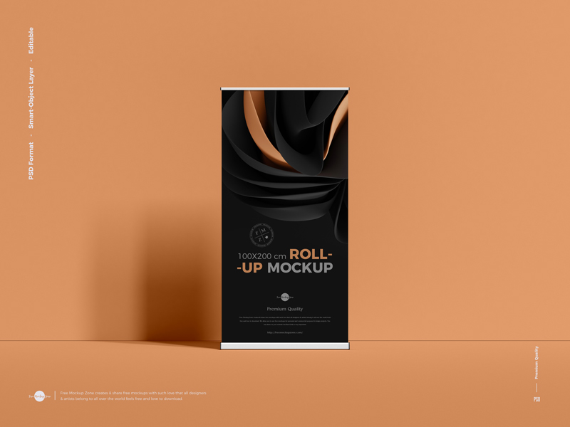 Free Roll-Up Banner Mockup 80 x 200 (PSD)