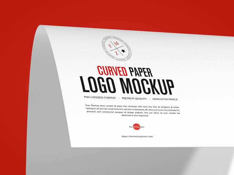 Free Curved Paper Logo Mockup - Free Mockup Zone