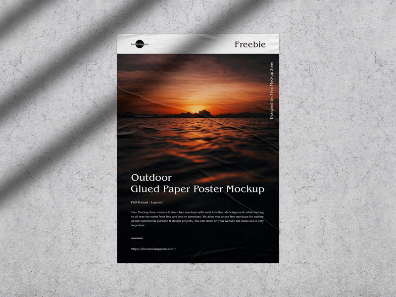 Free-Outdoor-Glued-Paper-Poster-Mockup