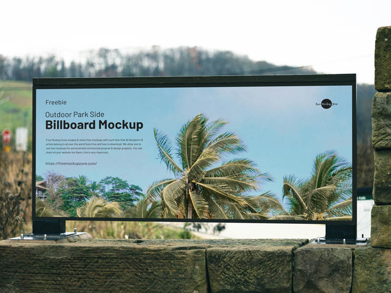 Free-Outdoor-Park-Side-Billboard-Mockup