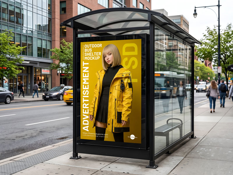 Free-Outdoor-Advertisement-Bus-Shelter-Mockup-PSD-2026