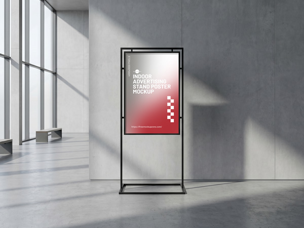Free-Indoor-Advertising-Stand-Poster-Mockup