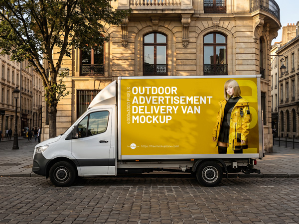 Free-Outdoor-Advertisement-Delivery-Van-Mockup