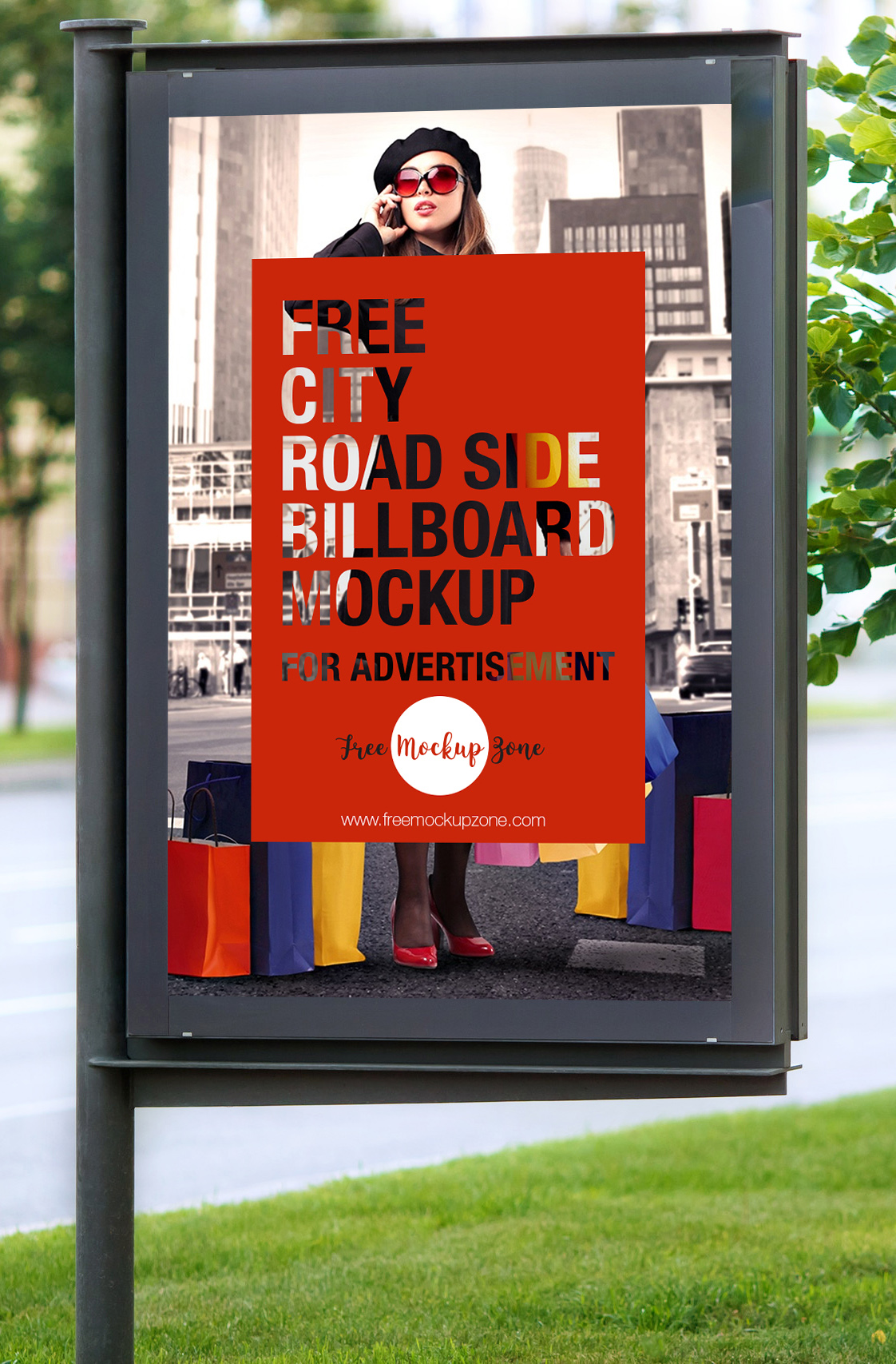 Free City Road Side Billboard Mockup For Advertisement-600