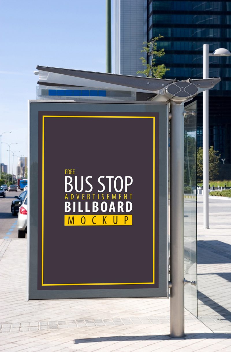 Download Free Bus Stop Advertisement Billboard PSD Mockup - Free Mockup ZoneFree Mockup Zone