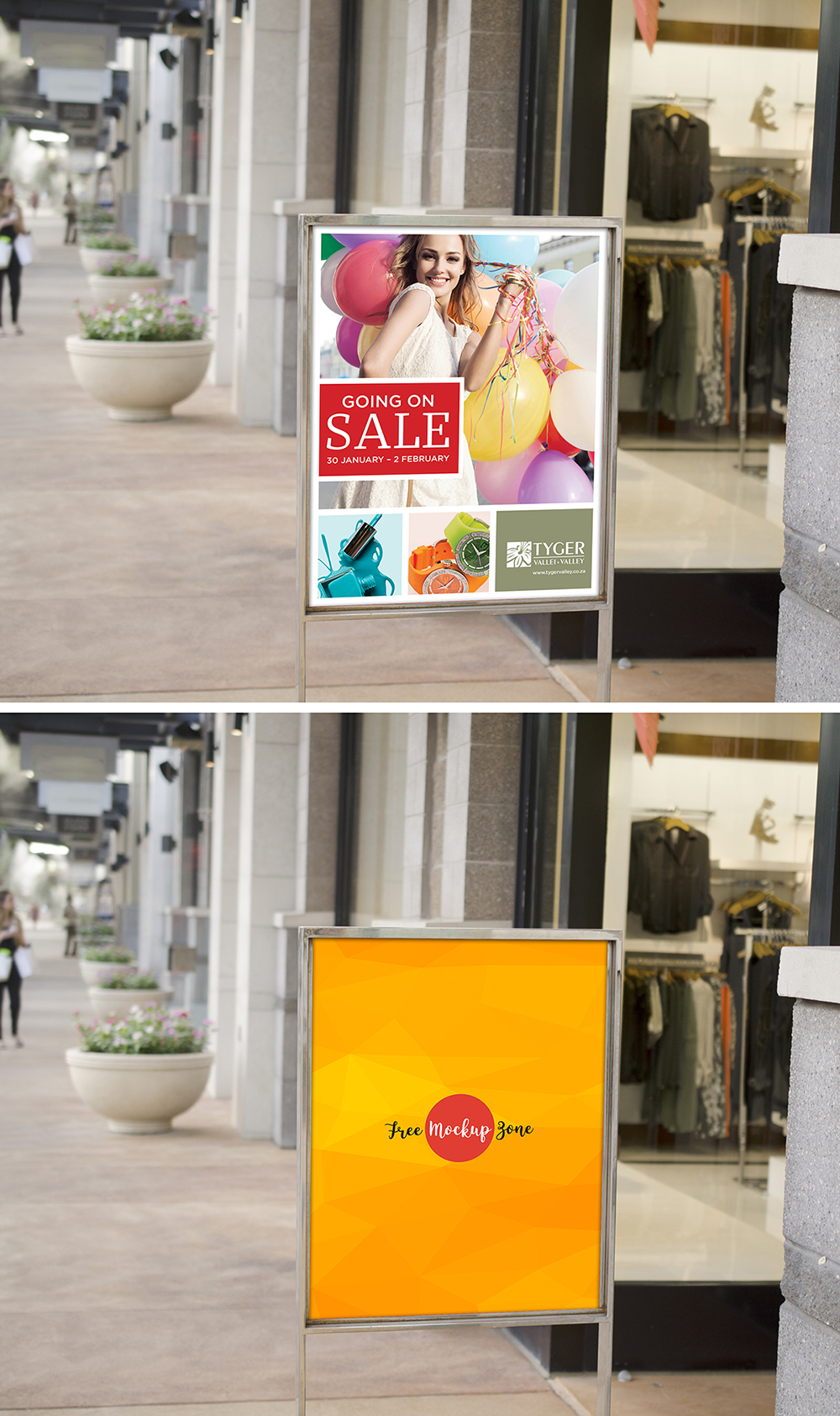 Sale Sign Outside Retail Store Mockup