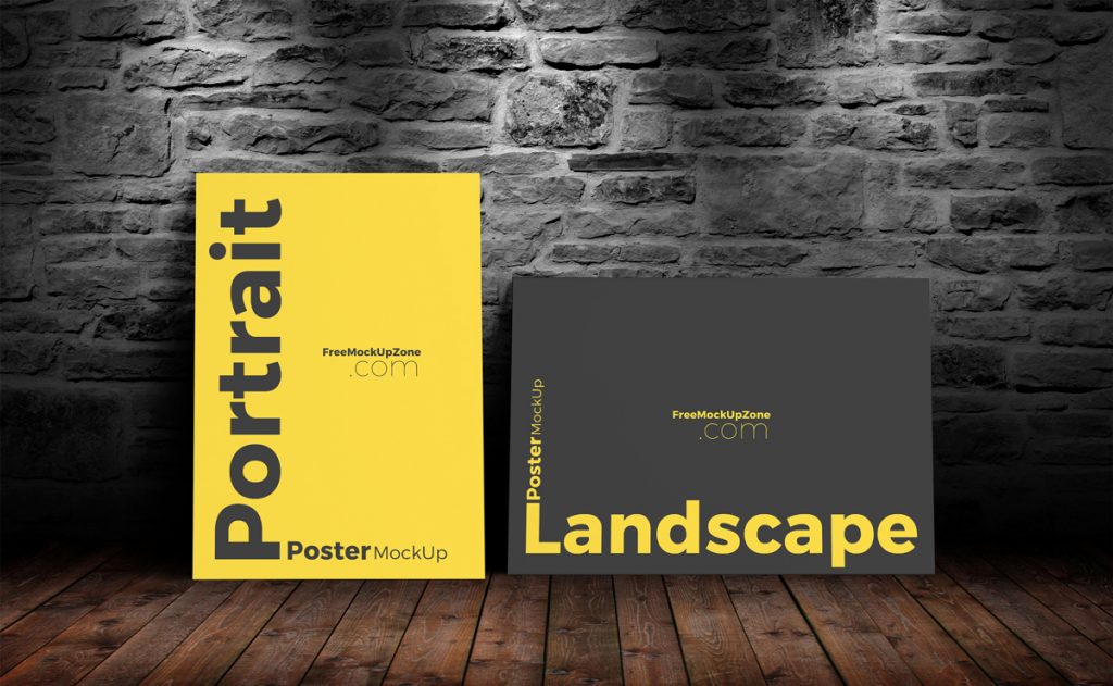 Download Free Landscape & Portrait Poster Mock-UpFree Mockup Zone