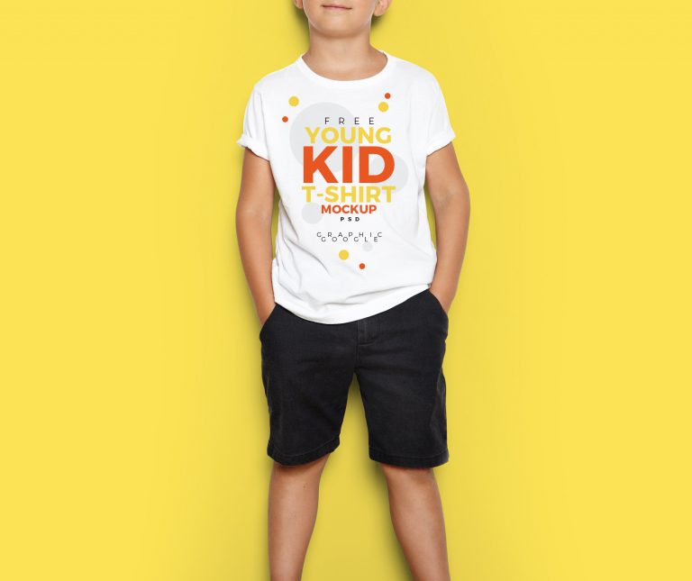 Free Cool Young Kid T-Shirt Mock-Up Psd