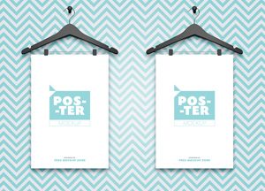 Free-2-Posters-Hanging-on-Hangers-Mockup-300