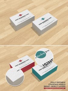 Free-Business-Cards-on-Wood-Mockup