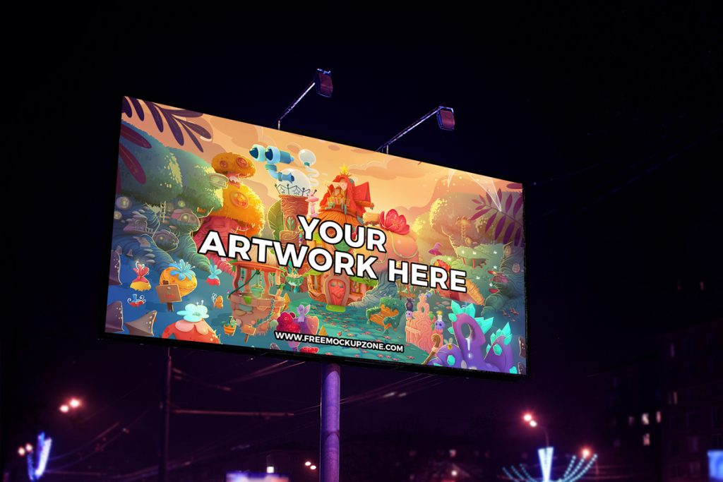 Download Free Night Scene Advertisement Billboard Mockup 2018Free Mockup Zone