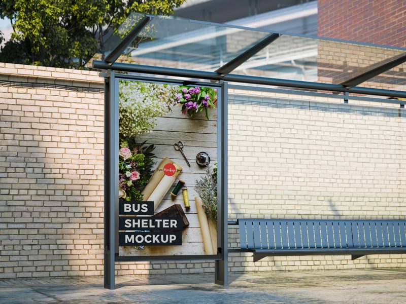 Free Bus Shelter Mockup For Outdoor Advertisement - Free Mockup Zone