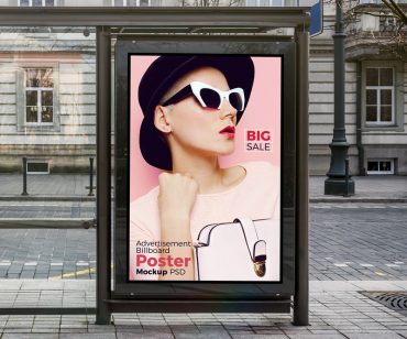 Free Bus Shelter Vertical Billboard Poster Mockup PSD - Free Mockup Zone