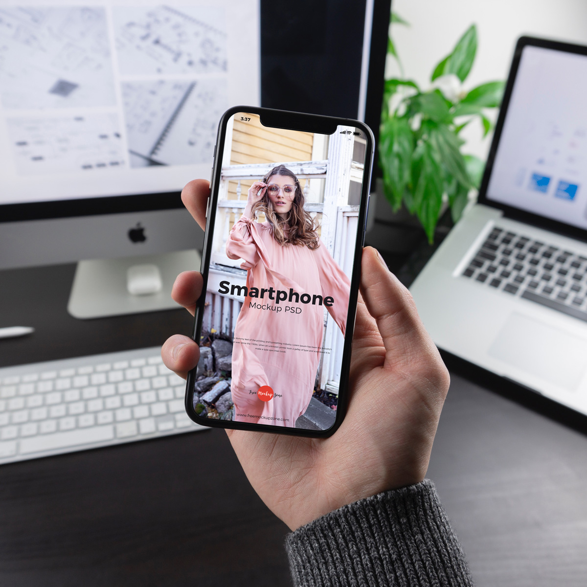 Download Free Man Holding Smartphone Mockup PSD 2019 - Free Mockup ...