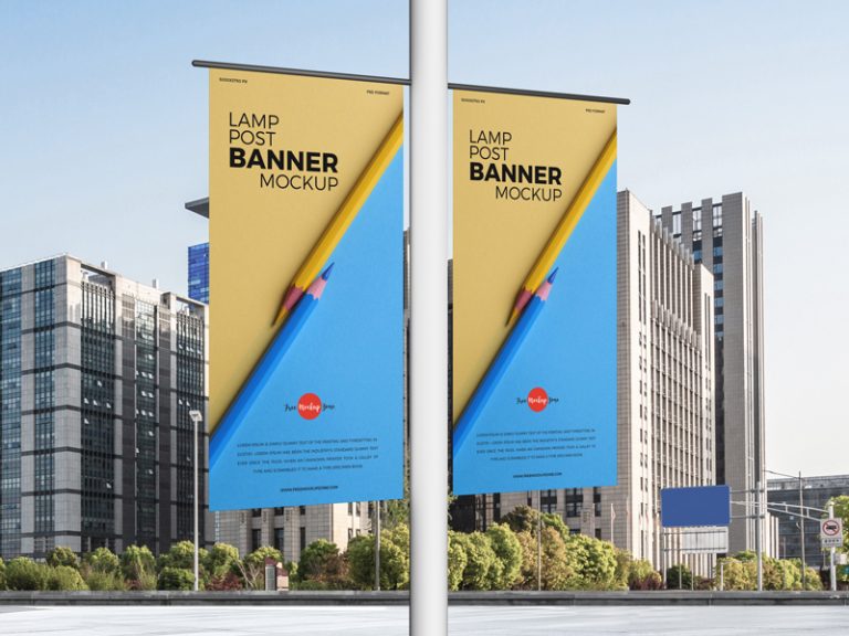 Free Lamp Post Banners Mockup - Free Mockup Zone