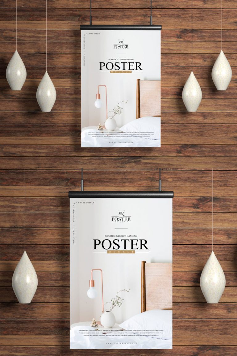 Download Free Wooden Interior Hanging Poster Mockup PSD - Free ...