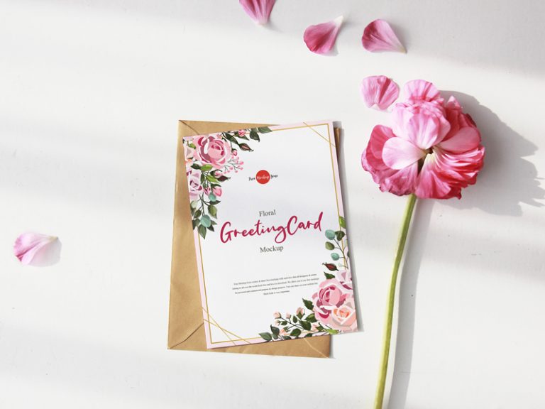 Download Free Floral Greeting Card Mockup - Free Mockup ZoneFree Mockup Zone